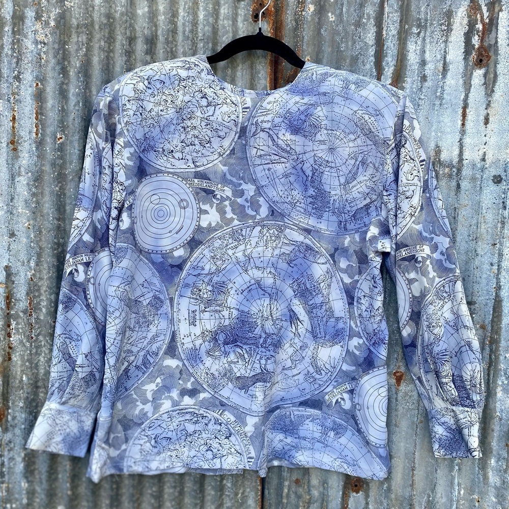 Women’s Blue Celestial Map-Print Long Sleeve Top